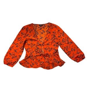 Women’s Toshop Orange Blue Floral Top Blouse